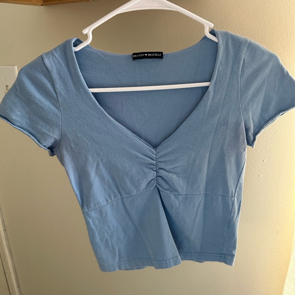 Brandy Melville John Galt blue crop top t-shirt fitted tee